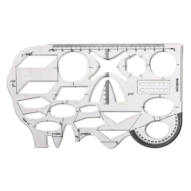 Gabarit Règle de Dessin Géométrie Mathématique Multifonction pour Étudiants – Plastique Transparent, 7,6 Po x 4,5 Po, avec Formes Ovales et Fonctionnelles