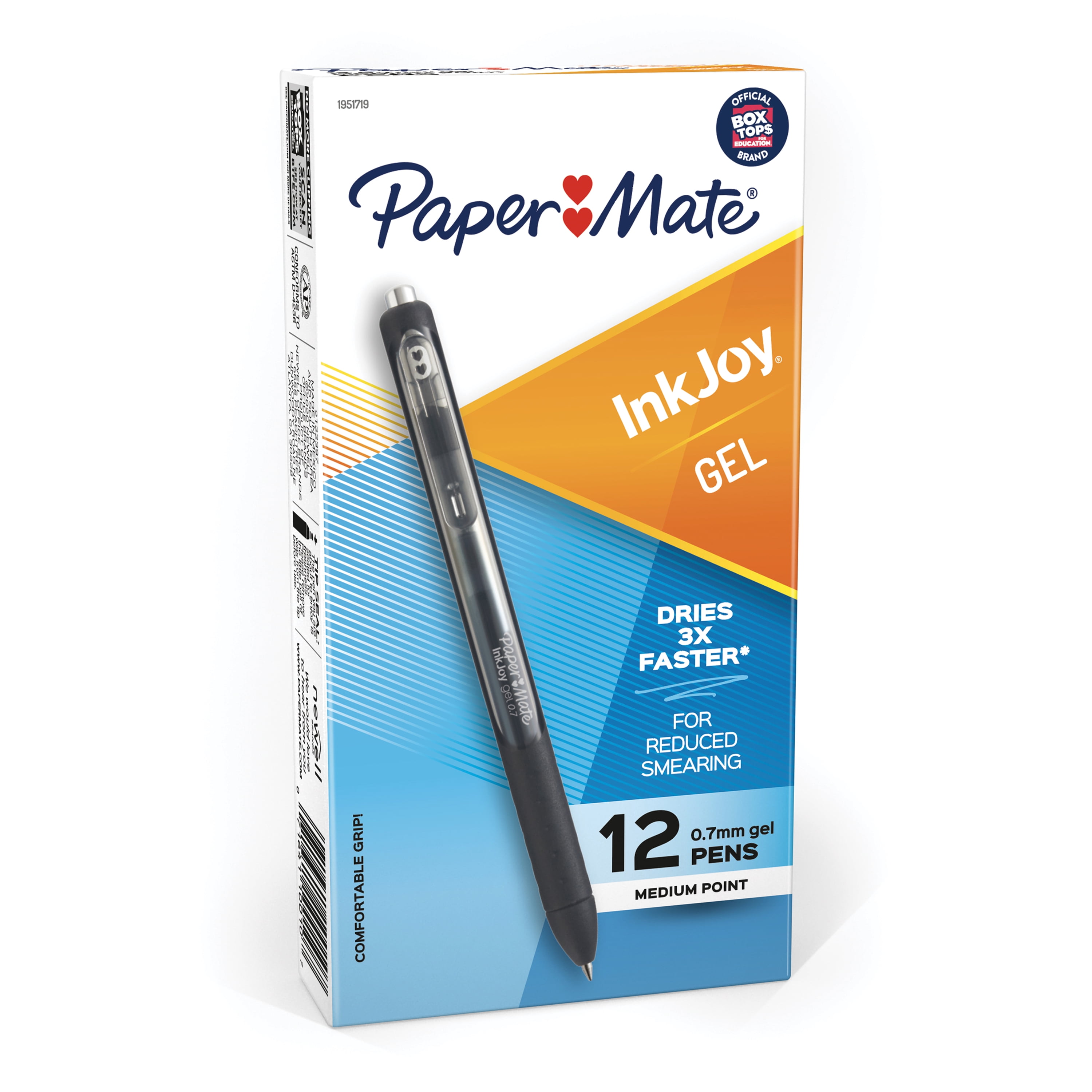 Black Barrel Paper Mate Retractable Gel Pens Black Ink 0.7 mm Medium Point 