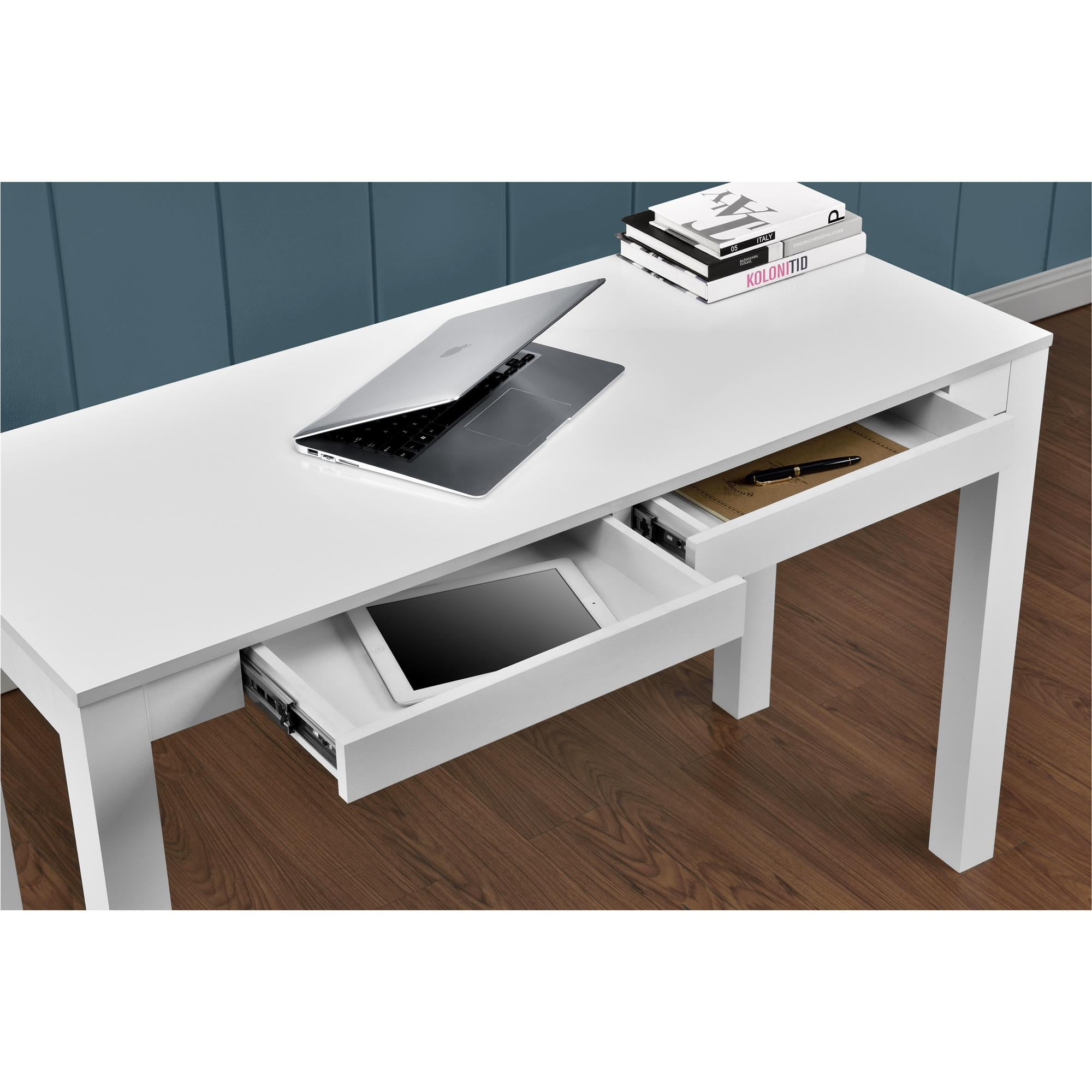 Ameriwood Home Hanley 56 in. L-Shaped Faux Terrazzo Computer Desk with 2-Shelves