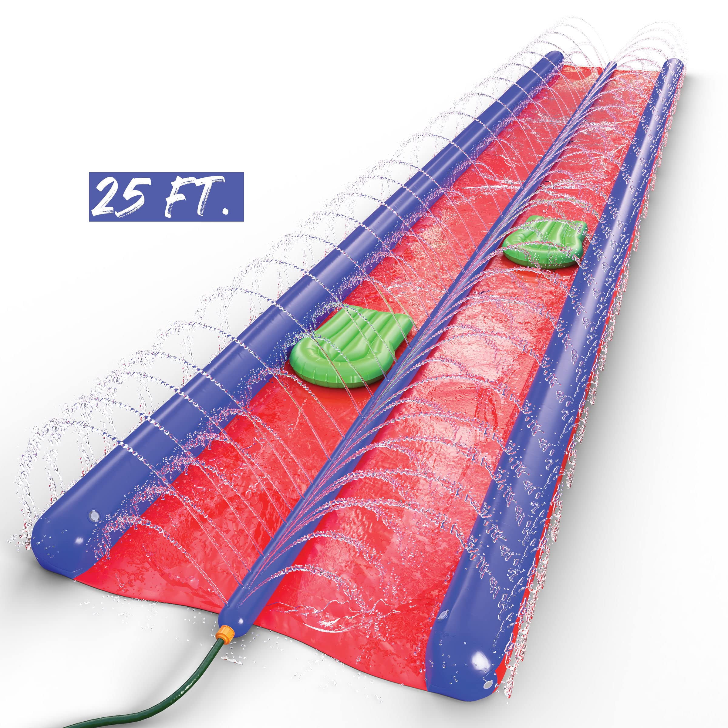 25ft 2-Lane Inflatable Water Slide with Sprinkler and Body Boards
