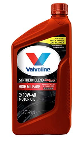 Valvoline High Mileage with MaxLife Technology SAE 10W-40 Synthetic Blend -1 Qt - Case of 6 - 1