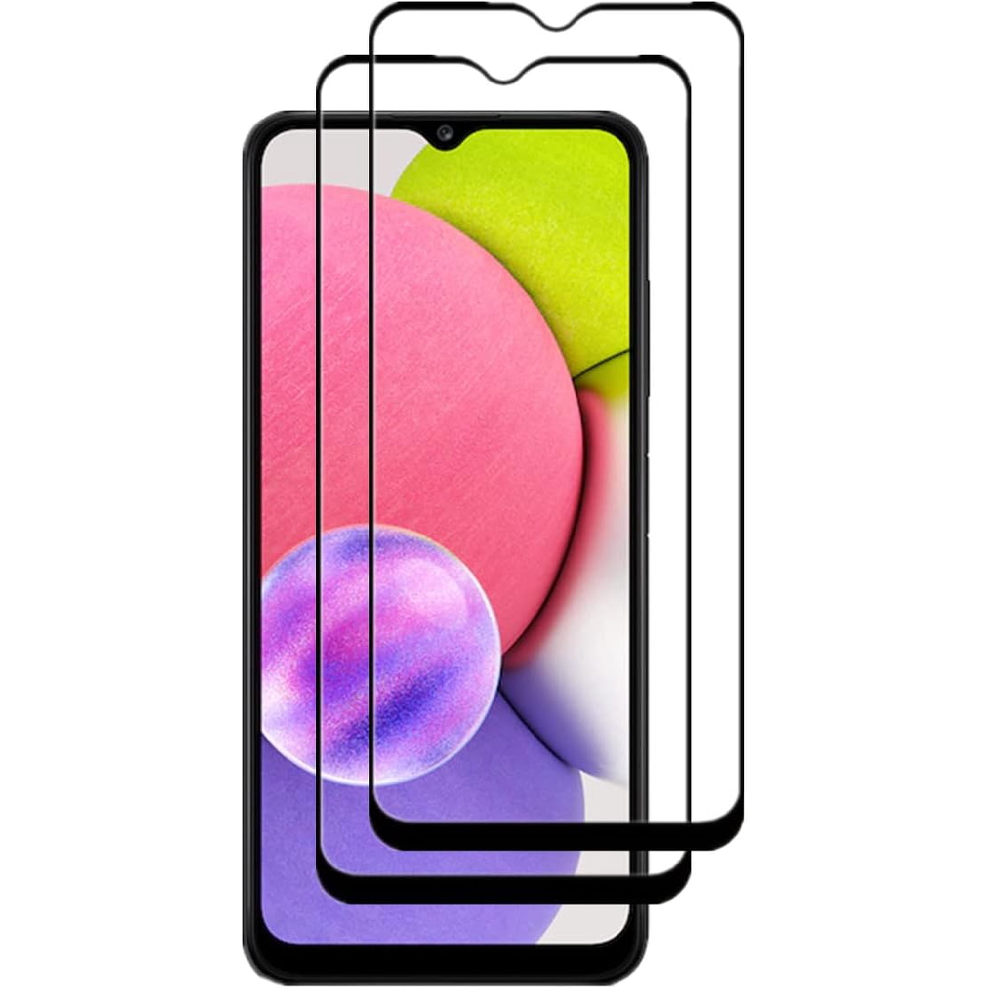 VIESUP 2Pack Black Screen Protector Compatible with Samsung Galaxy A03s Tempered Glass 9H Hardness, Anti Scratch, Bubble Free, Easy to Install HD Protective Film