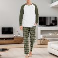 thumbnail image 2 of Soft Pajama Set Men Pullover Long Sleeve Lounge Sets Autumn Winter Raglan Sleeve Top Plaid Print Trousers Two Piece Home Suit Sleepwear 2 Piece Pants Pjs Set Army Green L, 2 of 5