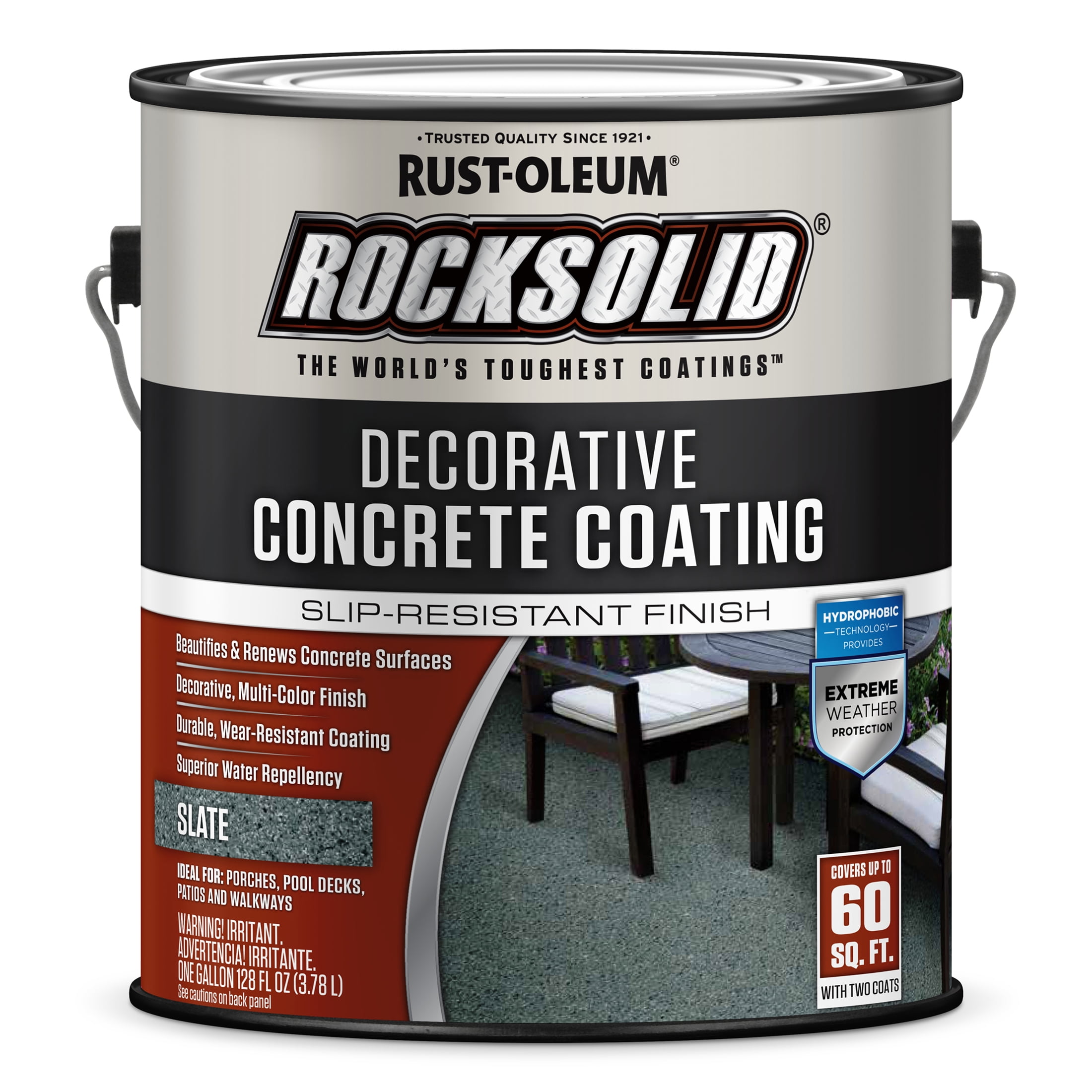 2 Pack, Slate, Rust-Oleum RockSolid Decorative Concrete Interior/Exterior Solid Stain Matte - 306267, Gallon