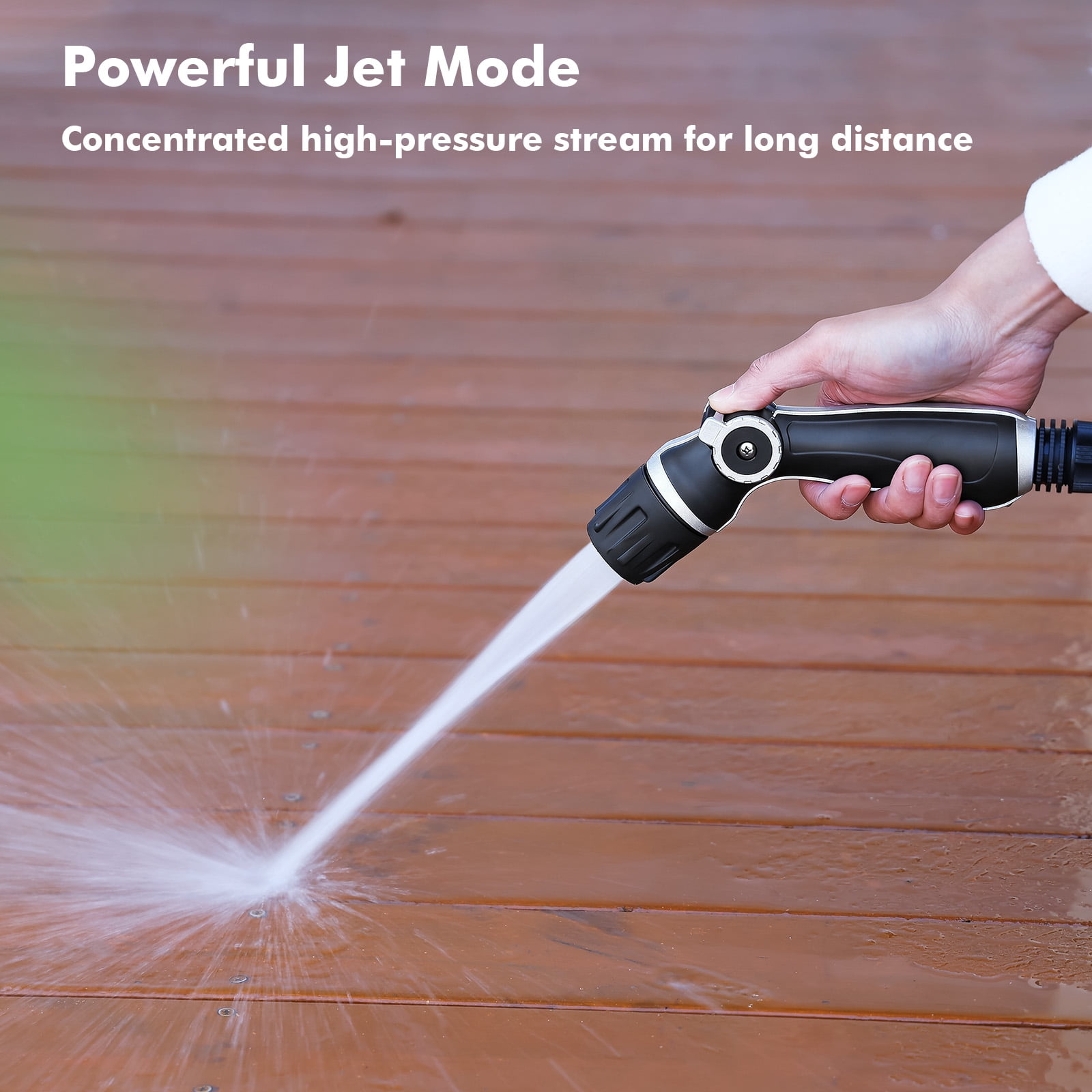 Restmo Heavy Duty Metal Garden Hose Nozzle, High Pressure Hose Spray Nozzle, Water Nozzle with Thumb Control For Flow Adjustment, 3 Adjustable Spray Patterns For Watering, Washing, Cleaning