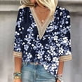 thumbnail image 2 of Ruimatai Women's Casual Lace V-Neck Printed 3/4 Sleeve Loose Blouse Top Comfortable Fashion Tunic Shirt, 2 of 5