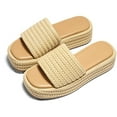 thumbnail image 2 of Womens Platform Sandals Raffia Espadrilles Slip on Open Toe Cute Boho Summer Beach Slide Sandals, 2 of 3