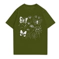thumbnail image 2 of NAMTYQX Summer Tops Cool Patterned Oversize Print Loose Fitting Light Scoop Neck Short Sleeve Casual Tops for Women Trendy Army Green Size M, 2 of 4