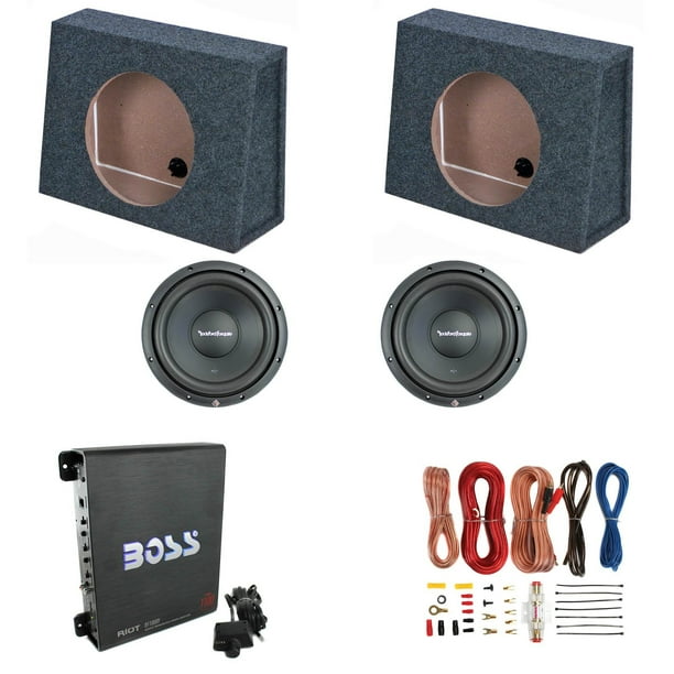 Rockford 10" Subwoofers (2 Pack) & 10" Sub Boxes (2 Pack) & 1100W Amp