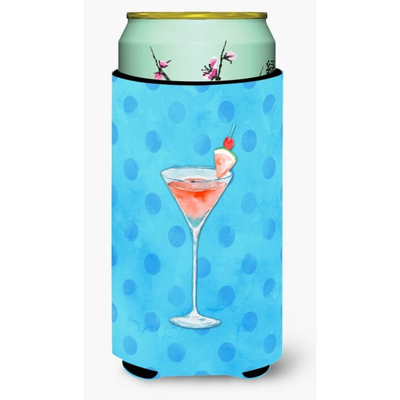 Carolines Treasures BB8216TBC Summer Martini Blue Polkadot Tall Boy Beverage Insulator Hugger Tall Boy multicolor