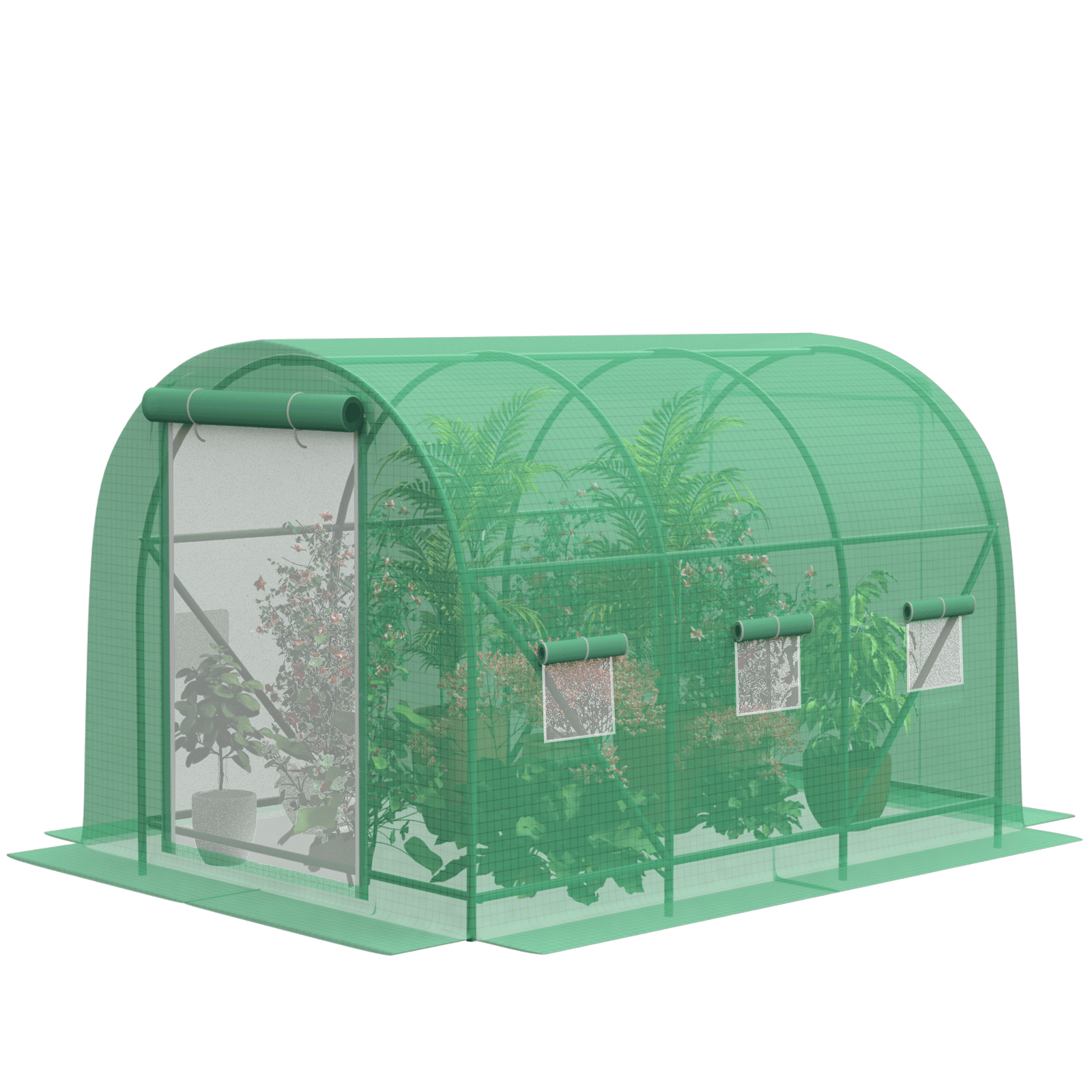 Gaptain Walk-in Greenhouse 10x10x7 FT Upgraded Green House with Dual Zippered Screen Doors & 6 Screen Windows Heavy Duty Plastic Plant Warm House with Reinforced Frame