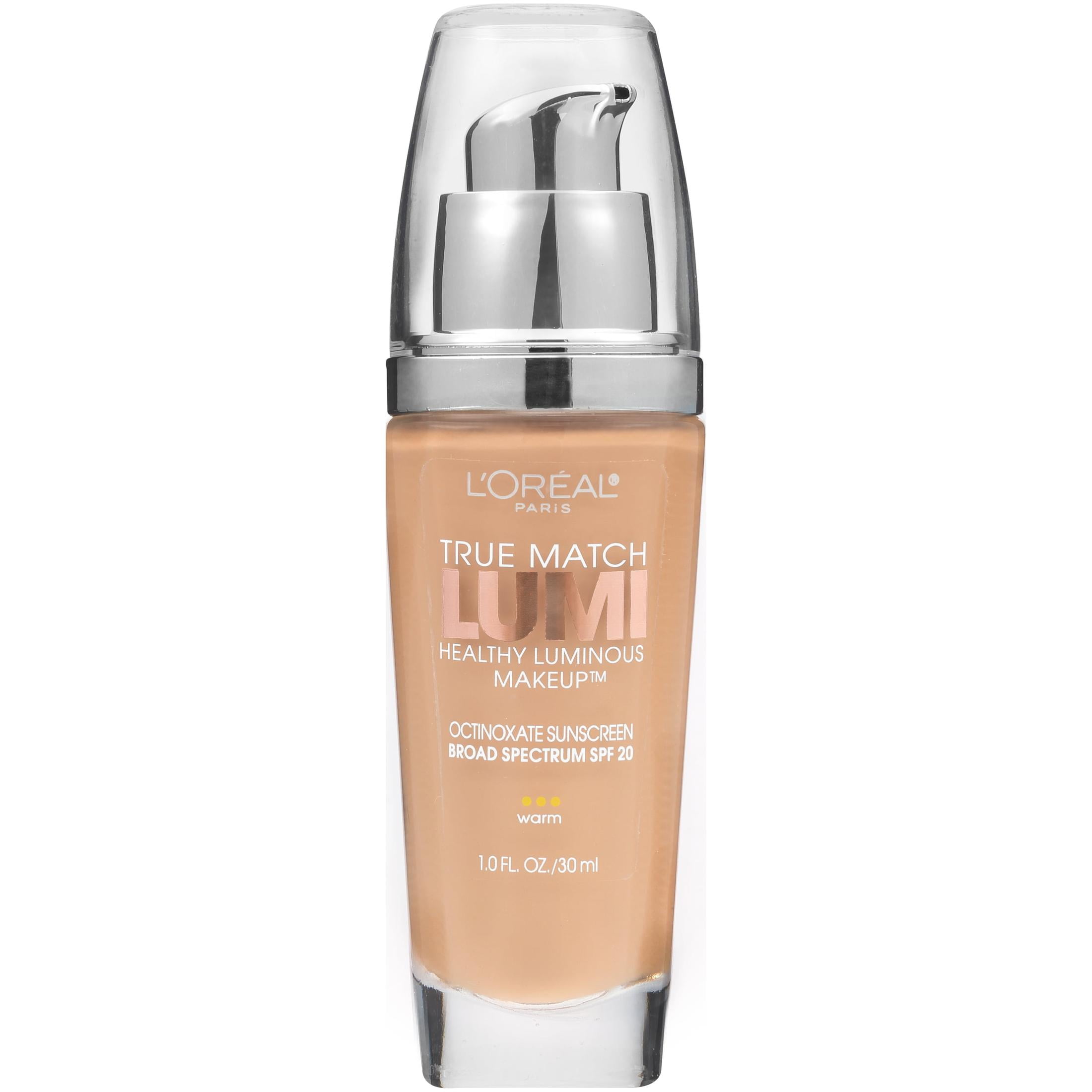(2 pack) L'Oreal Paris True Match Lumi  Liquid Foundation Makeup, SPF 20, W5 Sun Beige, 1 fl oz