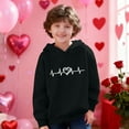 thumbnail image 2 of yoeyez Boys Girls Heart Print Hoodies Toddle Kids Valentine's Day Sweatshirts Hooded Long Sleeve Pullover Tops Casual Holiday Outfit Black,3 Years, 2 of 7