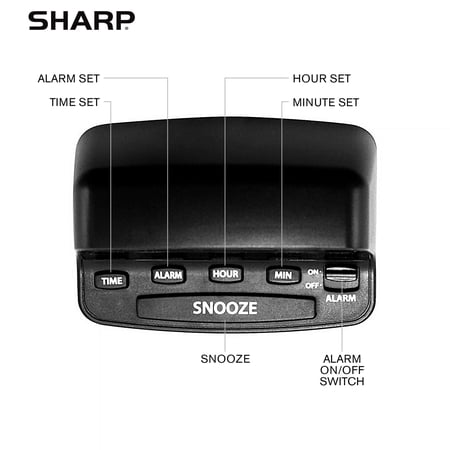 SHARP Digital Alarm Clock with Keyboard Style Controls