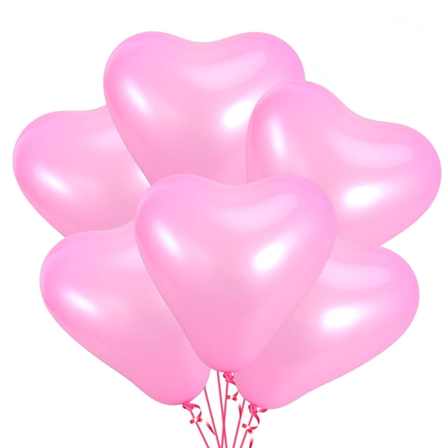 20 globos de látex con forma de corazón de 25 cm, gruesos y decorativos, para fiestas, cumpleaños y bodas (rosa)