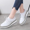 thumbnail image 2 of DADAWEN White Matte Lace-up Square Toe Women's Platform Flats Shoes Casual Oxfords for Ladies Size 6 US, 2 of 6