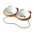 thumbnail image 4 of Cuenco de agua para perros y gatos jinwen con soporte de madera amarillo, 4 of 8