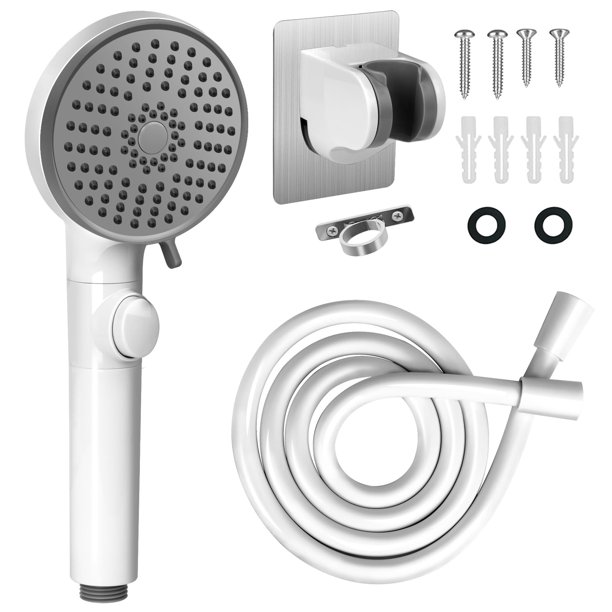 Cabezal de ducha FOCSPROD RV de alta presión, 5 modos con manguera, color blanco