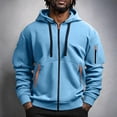 thumbnail image 6 of Delconic Mens Zip Up Hoodie Jacket Long Sleeve Drawstring Hood Sweatshirt with Multiple Zipper Pockets Casual Active Outerwear Light Blue XL, 6 of 9