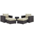 thumbnail image 2 of Modway Convene 5 Piece Outdoor Patio Sectional Set in Espresso Beige, 2 of 4