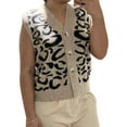 thumbnail image 2 of Women'S Leopard Button Up Sweater Vest Cheetah Print Sleeveless Office Knit Trendy Vests Top Khaki M, 2 of 8