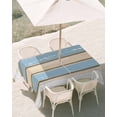 thumbnail image 3 of 60x84 Inch Outdoor Tablecloth with Umbrella Hole Zipper Rectangle Geometric Blue Beige Rectangular Tablecloths Outside Waterproof Farmhosue Vintage Shabby Wood Grain Patio Table Cover for Picnic, 3 of 8
