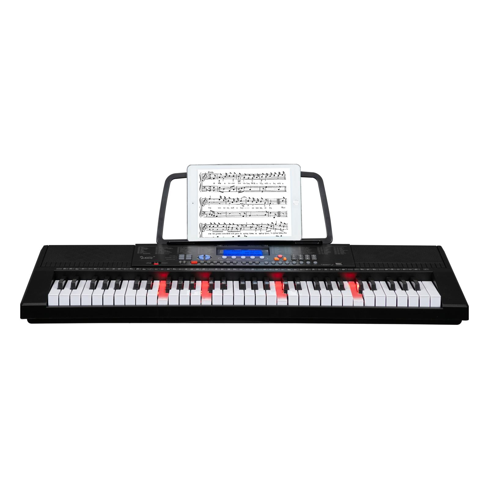 Glarry 61-Key Portable Electronic Piano Keyboard with LCD Screen, Microphone, Headphones, 3 Teaching Modes, Built-In Speakers