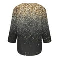 thumbnail image 5 of Pompotops Tunique Basique Décontractée à Manches 3/4 Imprimée Col Rond Boutonnée T-shirts Blouses Liquidation, 5 of 5