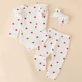 thumbnail image 5 of Paguaki Baby Girl Clothes Toddler Baby Girl Clothes 3 6 9 12 18 72 Months Fall Outfits Heart Print Romper and Pants with Bow Headband Hat, 5 of 6