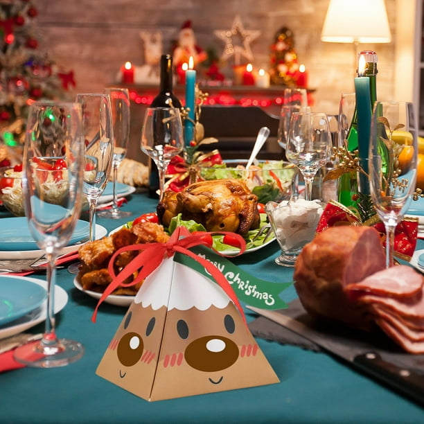 Decoraciones navideñas, adornos navideños, regalos navideños, caja de regalo navideña, triángulos, caja de papel para dulces, cara grande de Papá Noel, caja de dulces, triángulos, cajas de dulces