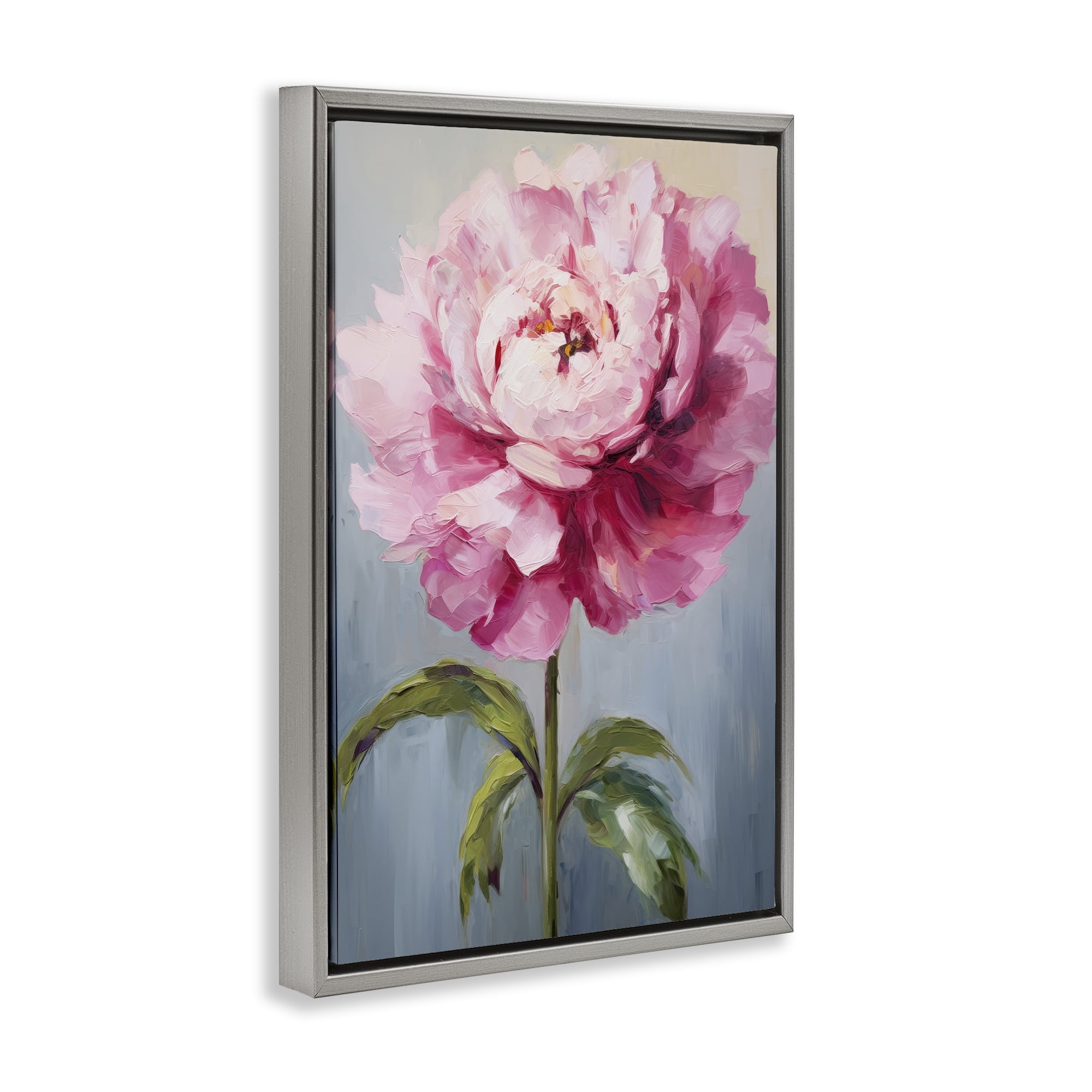 Stupell Industries Blush Pink Carnation Botanical & Floral Painting Gray Floater Framed Art Print Wall Art, 21 x 31