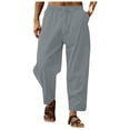 thumbnail image 1 of SHIXIAOO Men's Pocket Loose Low Waist Drawstring Linen Pants Casual Pants Jogging, 1 of 7