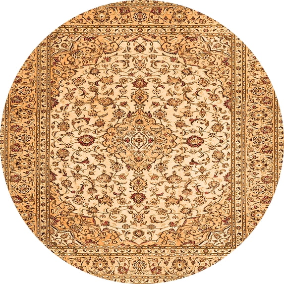 Ahgly Company Indoor Round Medallion Orange Traditional Area Rugs, 6' Round