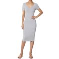 thumbnail image 1 of TheMogan Robe Midi Moulante en Jersey de Coton Extensible à Manches Courtes pour Femmes, 1 of 6