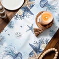 thumbnail image 3 of Blue Jellyfish Coastal Table Runner 70 Inches, Beach Starfish Nautical Coral Ombre Bed Runner Dresser Scarves Tabletop for Indoor Outdoor Parties/Ceremony/Banquet, 13" x 70", 3 of 9