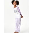 thumbnail image 3 of Beezizac Pajamas for Girls Size 16 Pants & Long Sleeve Jammies Glitter Heart Tween/Teens Fall Cloths Set Purple, 3 of 7