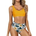 thumbnail image 3 of MKLEKYY Trajes De Baño Mujer 2 Piezas Women Two Piece Neck Bikini Crop Top High Cut Swimsuit Sporty High Waisted Bathing Suit With Bottoms, 3 of 5