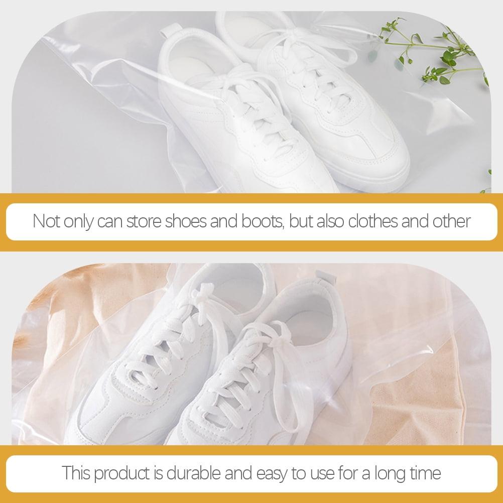 FESTFENDS 12Pcs Portable Travel Shoe Bags Transparent Plastic Moisture Free Storage for Frequent Travelers