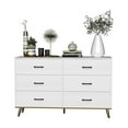 thumbnail image 6 of QXDRAGON Double Dresser with 6 Drawers, 52'' Wide Chest of Drawers for Bedroom, Storage Cabinet for Living Room, White, 6 of 6