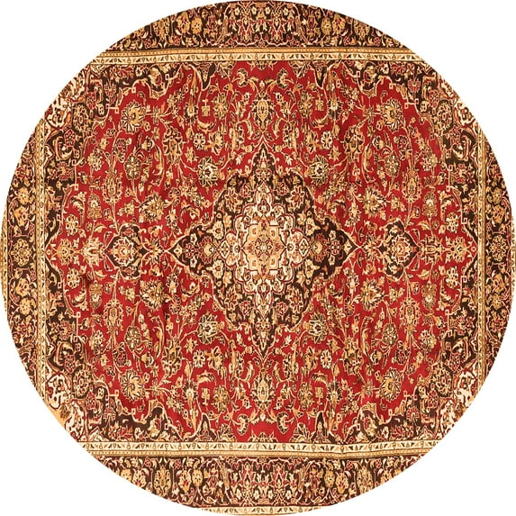 Ahgly Company Indoor Round Medallion Orange Traditional Area Rugs, 4' Round