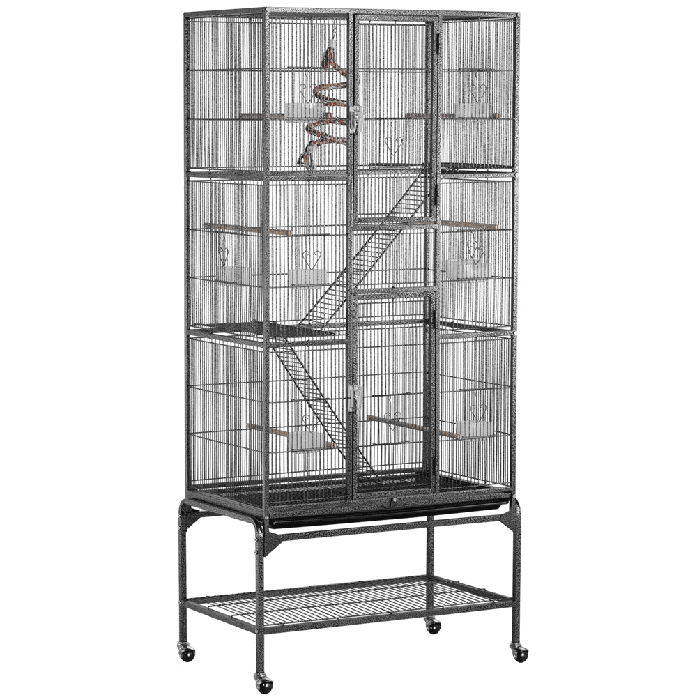 Renwick 69" H Extra Large Bird Cage with Detachable Stand, Matt Black