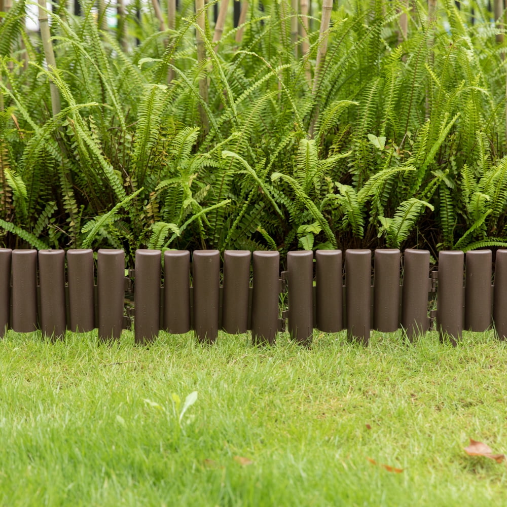 Gardenised QI004111.8 9.25 x 11 x 1 in. Decorative Interlocking Half Log Lawn Edging Garden Ornamental Fence Border, Brown - Pack of 8