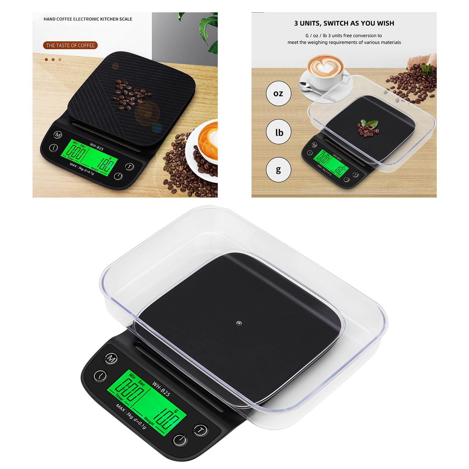 Nishiyuenyi Sharplace Coffee Scale with Timer Pour Over Coffee Scale Espresso Scale Jewelry Black