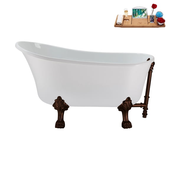 51'' Streamline N372ORB-ORB Soaking Clawfoot Tub and Tray with External Drain