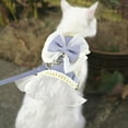 thumbnail image 2 of Pet Artist Cute Girl Dog Harness Dress and Leash Pearl Bowtie Fancy Small Pet Cat Vest Clothes, 2 of 9