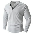 thumbnail image 2 of Yaoyar Mens Long Sleeve Button Tee Shirts Cotton Crew Neck Soft Casual Basic T-Shirts Solid Color Undershirt Shirt, 2 of 9