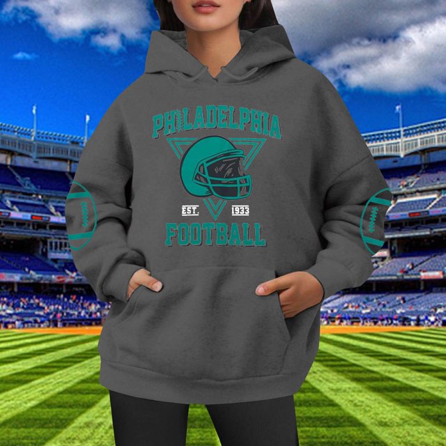 TINZ Chandail à Capuchon de Football pour Femmes Chandail de Jour de Match Chandail de Maman de Football Chandail Décontracté à Col Rond Chandail à Enfiler Robe à Capuche Zippée pour Femmes Chandail à Enfiler Grande Taille Chandails à Capuche pour Femmes