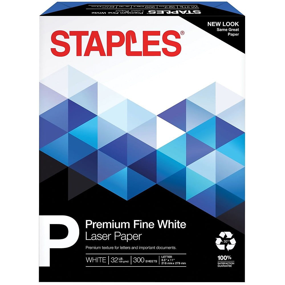 Staples 30 Recycled 8.5x11 Multipurpose Paper 32 lbs. 100 Brightness