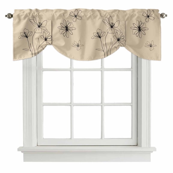 Tie Up Valances for Windows, Floral Adjustable Valance Curtains Window Treatment for Living Room/Bedroom Windows, Spring Flower Rod Pocket Kitchen Curtains & Drapes 42x12 Inch