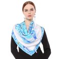 thumbnail image 1 of Grace Scarves 100% Silk Scarf With Hand Rolled Edges, Large, Circle Of Flowers, Light Blue, 1 of 4